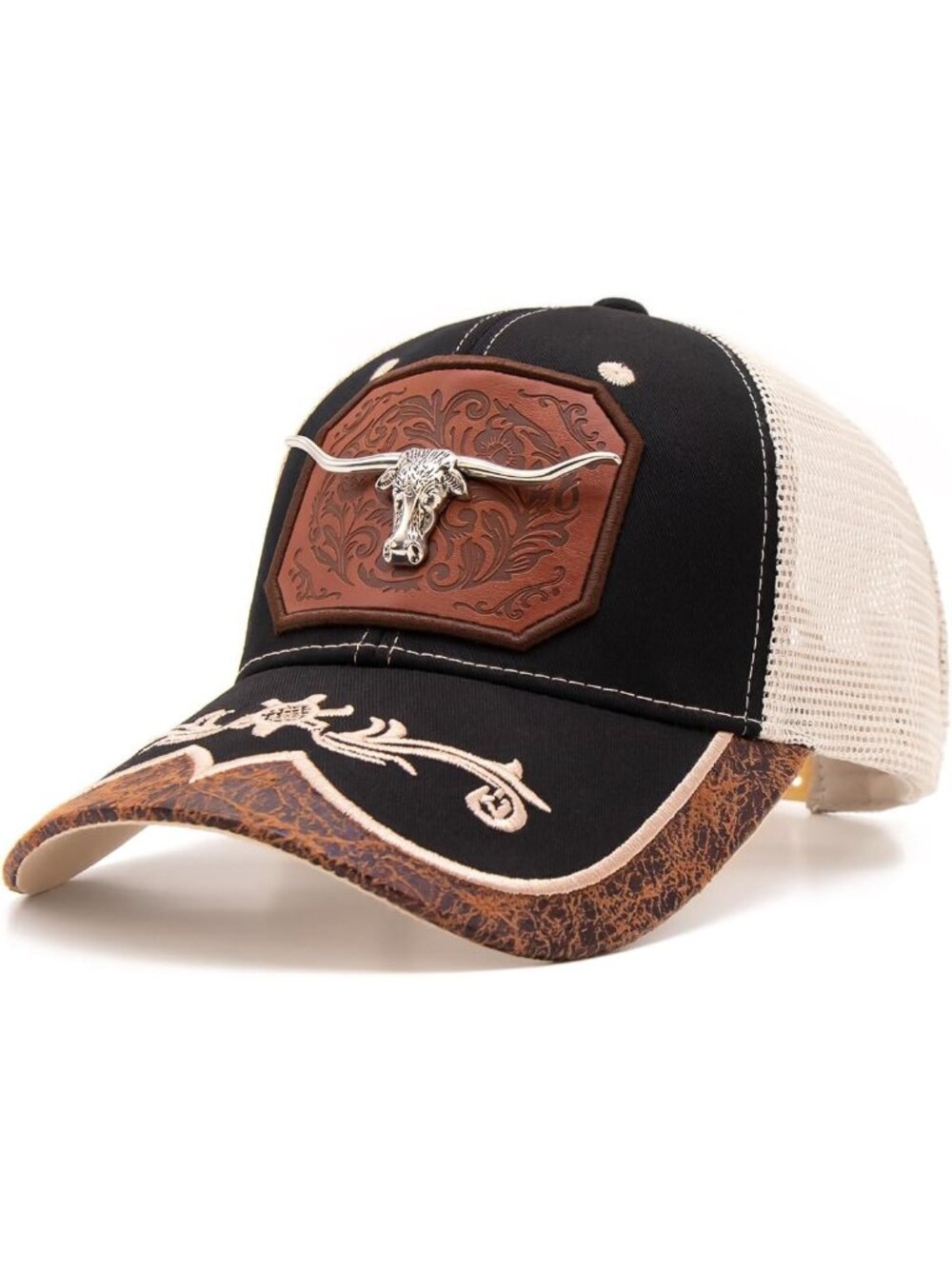 Men's S Black Polyester Western Vintage Cowboy Cute Baseball Cap